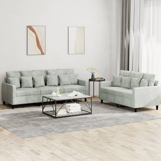 2-delige Loungeset met kussens fluweel lichtgrijs is nu te koop bij PeponiXL, paradijselijk wonen!