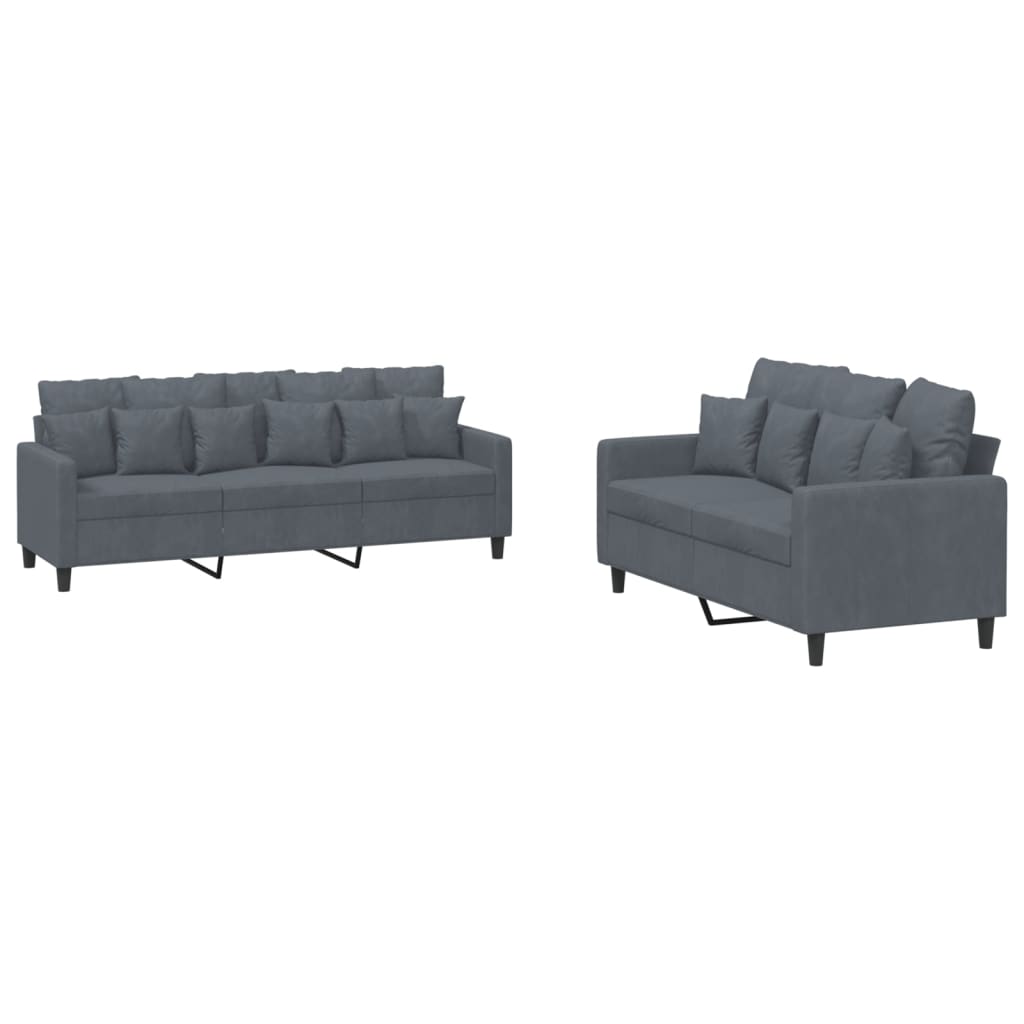 2-delige Loungeset met kussens fluweel donkergrijs is nu te koop bij PeponiXL, paradijselijk wonen!