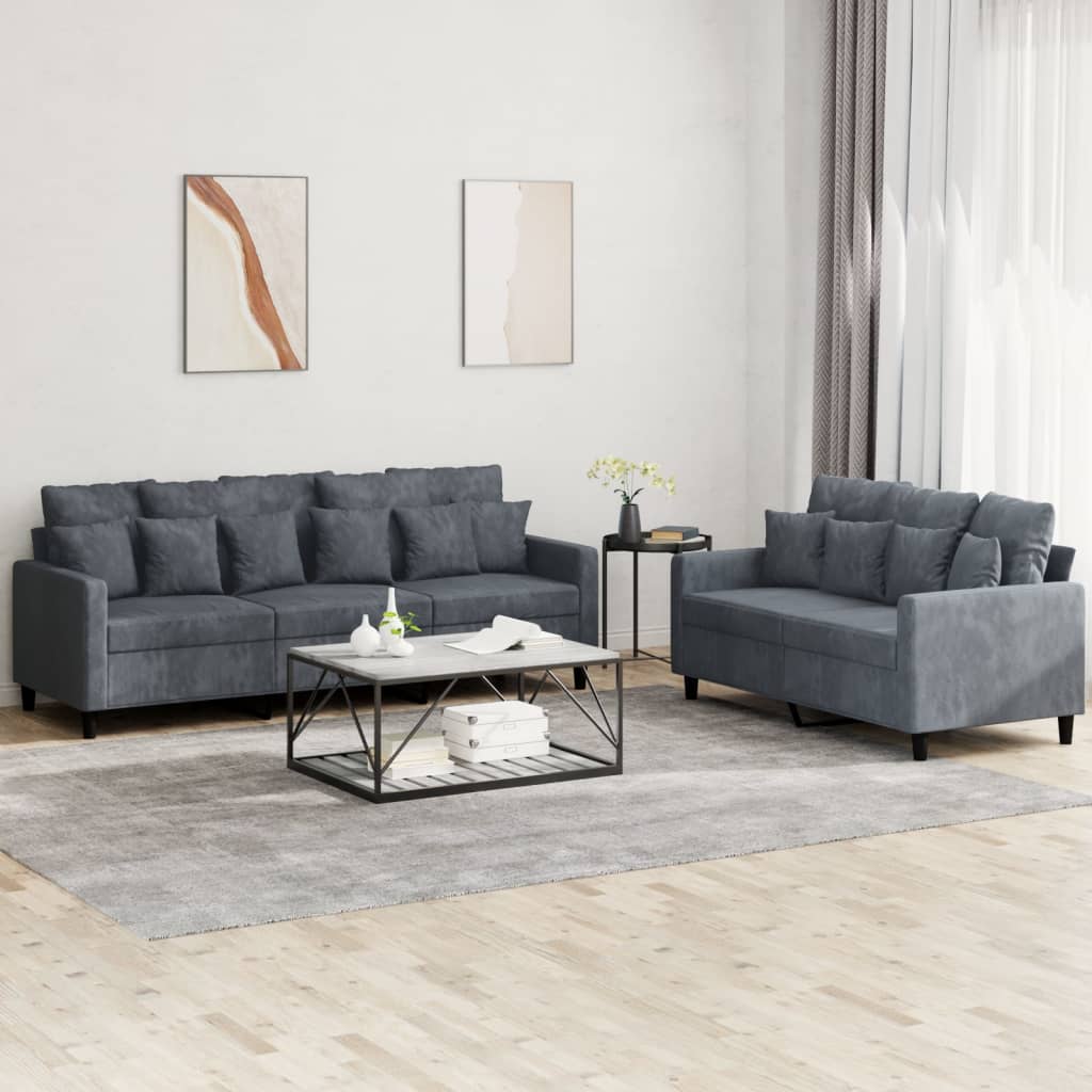 2-delige Loungeset met kussens fluweel donkergrijs is nu te koop bij PeponiXL, paradijselijk wonen!