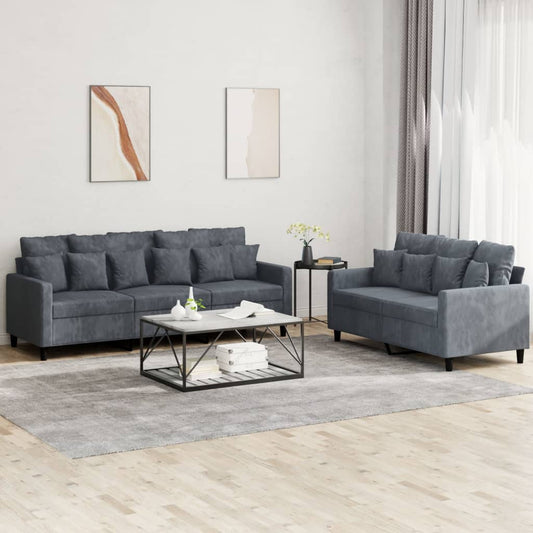 2-delige Loungeset met kussens fluweel donkergrijs is nu te koop bij PeponiXL, paradijselijk wonen!