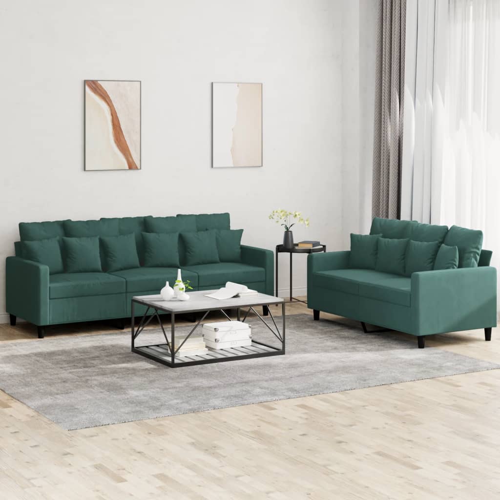 2-delige Loungeset met kussens fluweel donkergroen is nu te koop bij PeponiXL, paradijselijk wonen!
