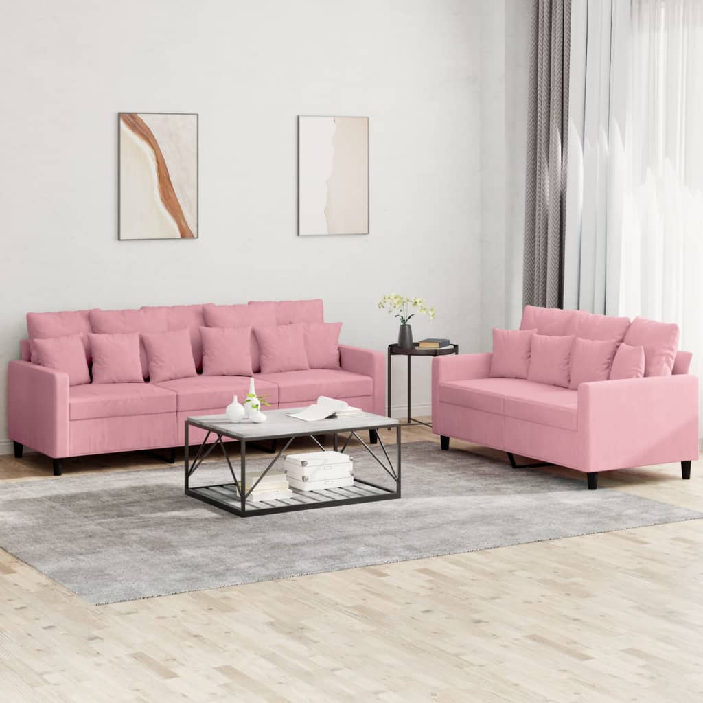 2-delige Loungeset met kussens fluweel roze is nu te koop bij PeponiXL, paradijselijk wonen!