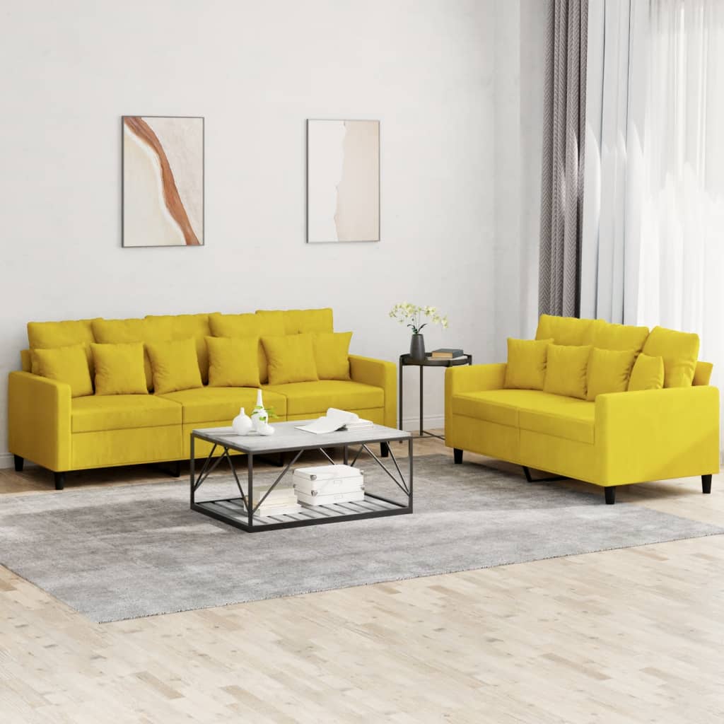 2-delige Loungeset met kussens fluweel geel is nu te koop bij PeponiXL, paradijselijk wonen!