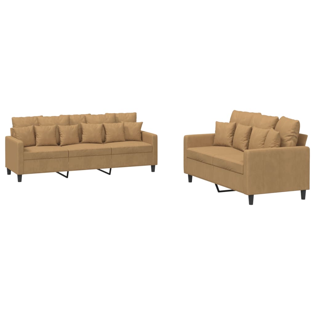 2-delige Loungeset met kussens fluweel bruin is nu te koop bij PeponiXL, paradijselijk wonen!