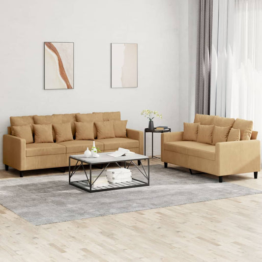 2-delige Loungeset met kussens fluweel bruin is nu te koop bij PeponiXL, paradijselijk wonen!