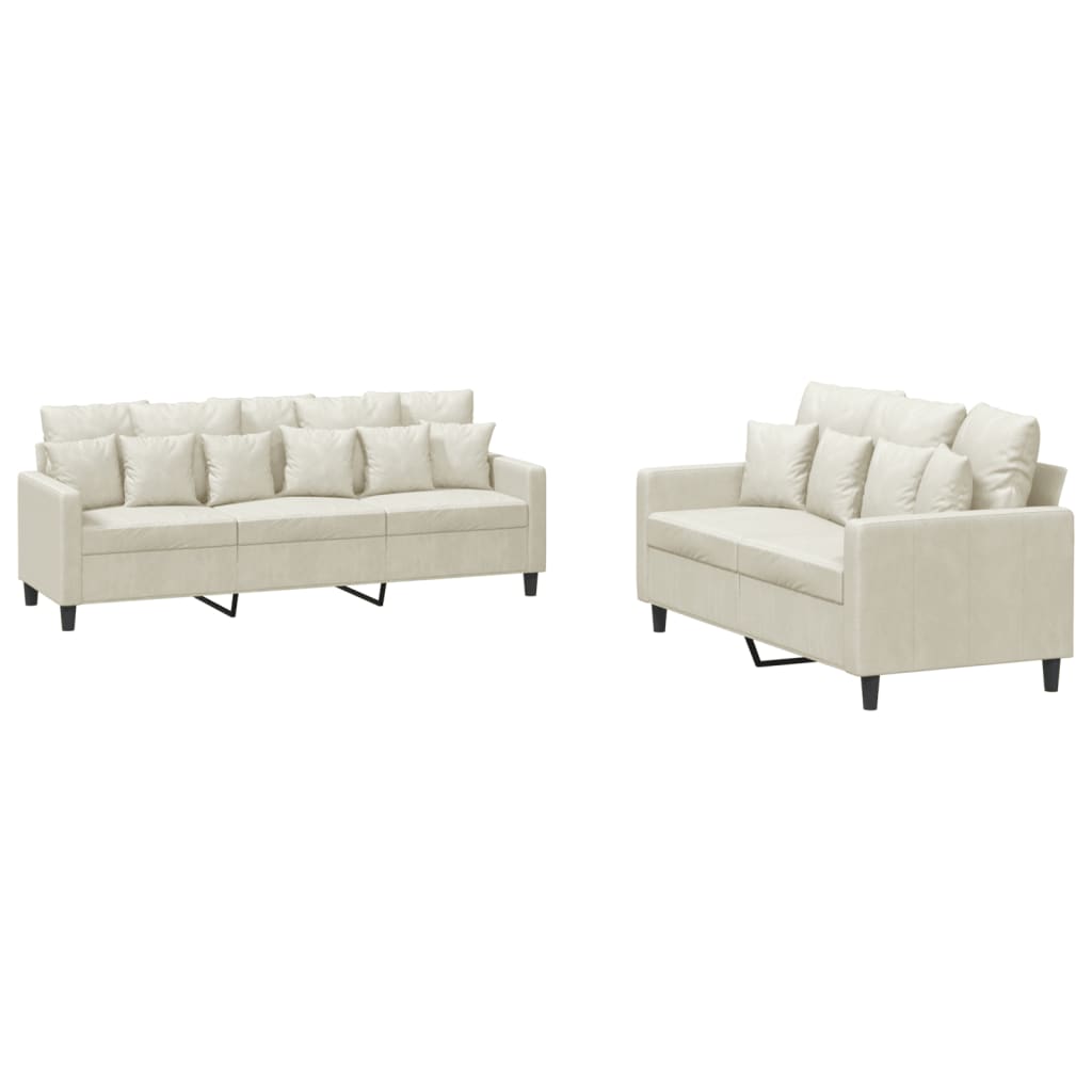 2-delige Loungeset met kussens fluweel crèmekleurig is nu te koop bij PeponiXL, paradijselijk wonen!