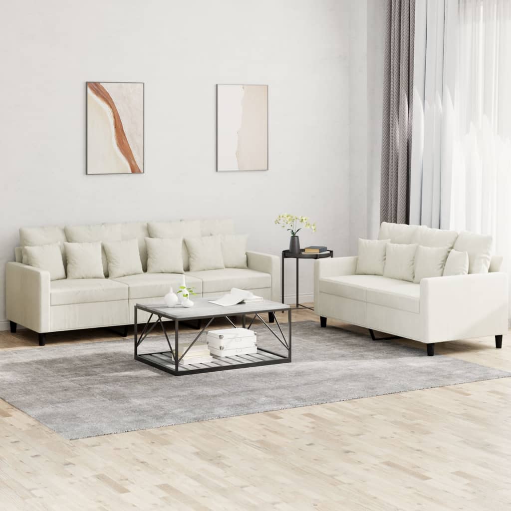 2-delige Loungeset met kussens fluweel crèmekleurig is nu te koop bij PeponiXL, paradijselijk wonen!