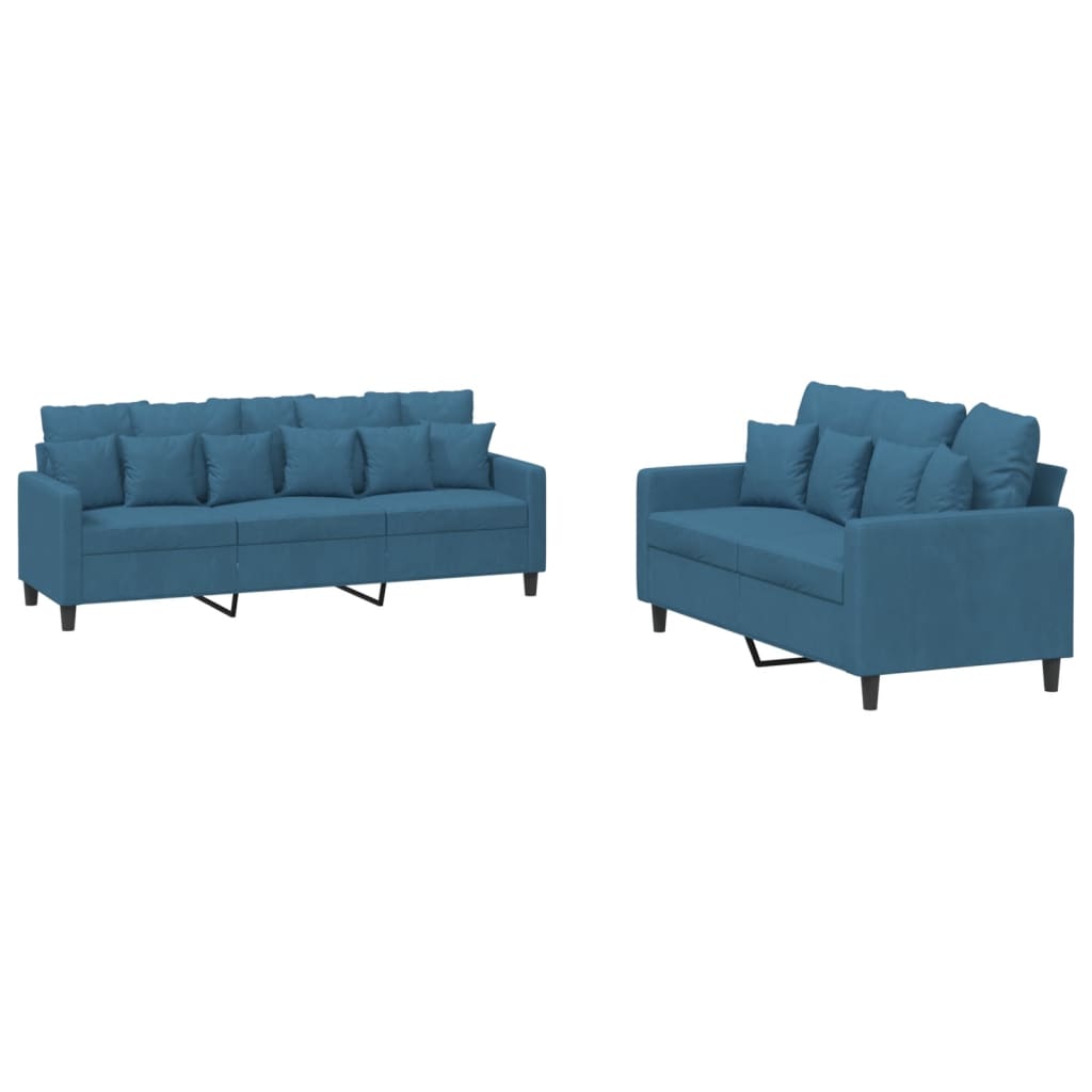2-delige Loungeset met kussens fluweel blauw is nu te koop bij PeponiXL, paradijselijk wonen!