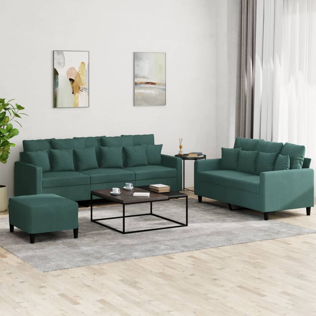 3-delige Loungeset met kussens fluweel donkergroen is nu te koop bij PeponiXL, paradijselijk wonen!