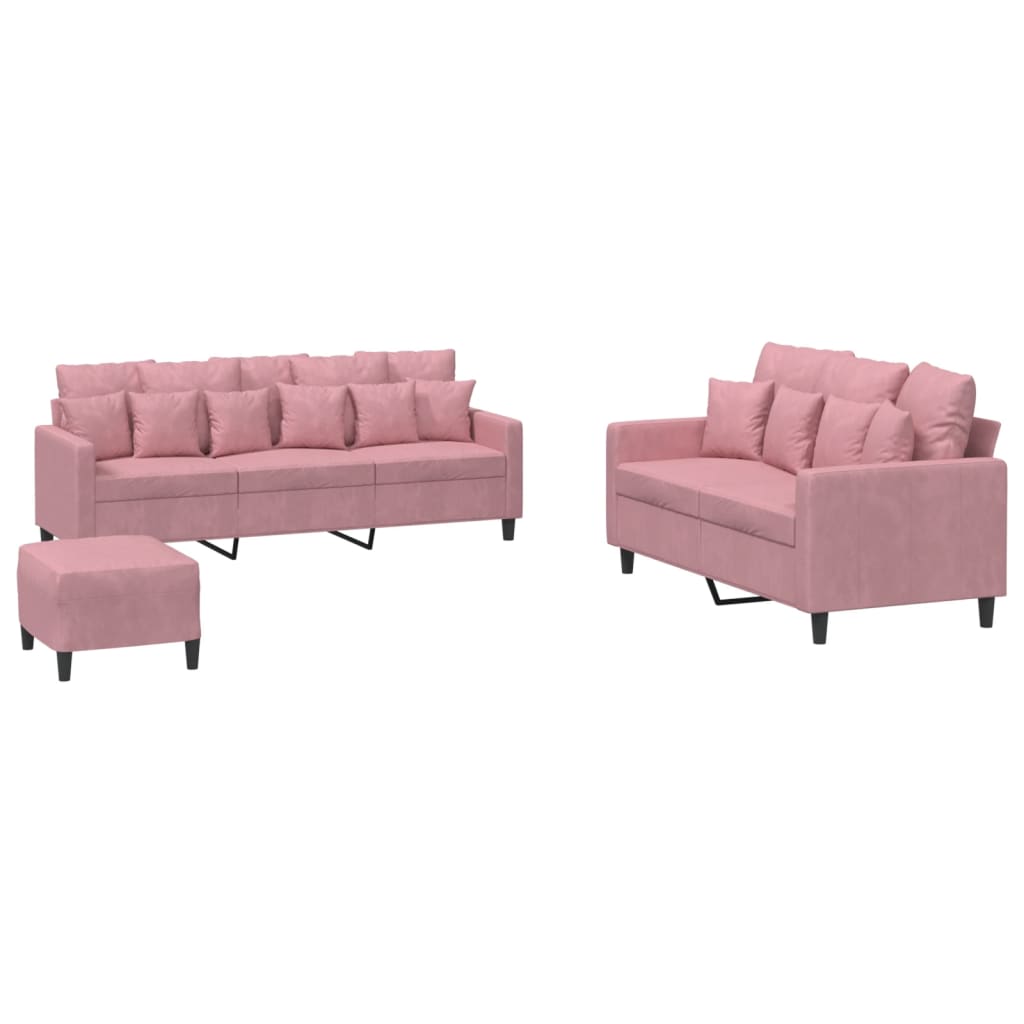 3-delige Loungeset met kussens fluweel roze is nu te koop bij PeponiXL, paradijselijk wonen!