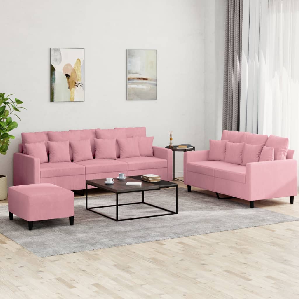 3-delige Loungeset met kussens fluweel roze is nu te koop bij PeponiXL, paradijselijk wonen!