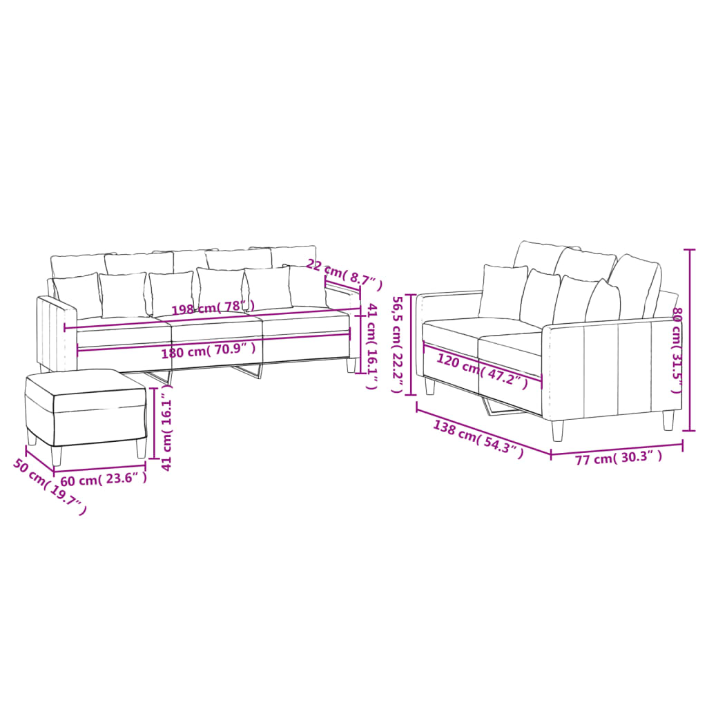 3-delige Loungeset met kussens fluweel wijnrood is nu te koop bij PeponiXL, paradijselijk wonen!