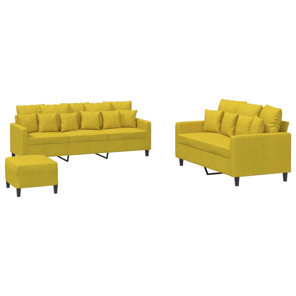 3-delige Loungeset met kussens fluweel geel is nu te koop bij PeponiXL, paradijselijk wonen!
