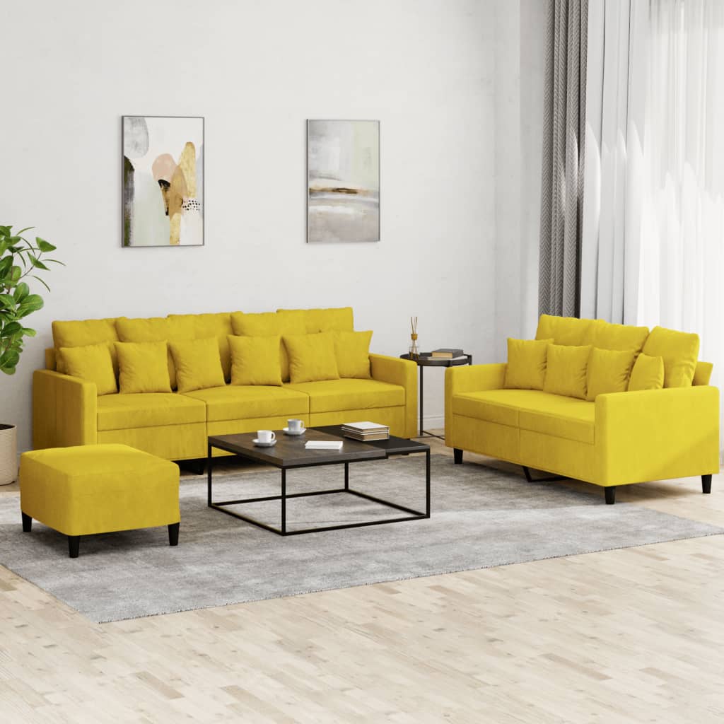 3-delige Loungeset met kussens fluweel geel is nu te koop bij PeponiXL, paradijselijk wonen!