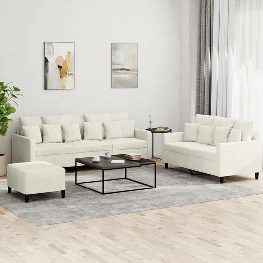 3-delige Loungeset met kussens fluweel crèmekleurig is nu te koop bij PeponiXL, paradijselijk wonen!
