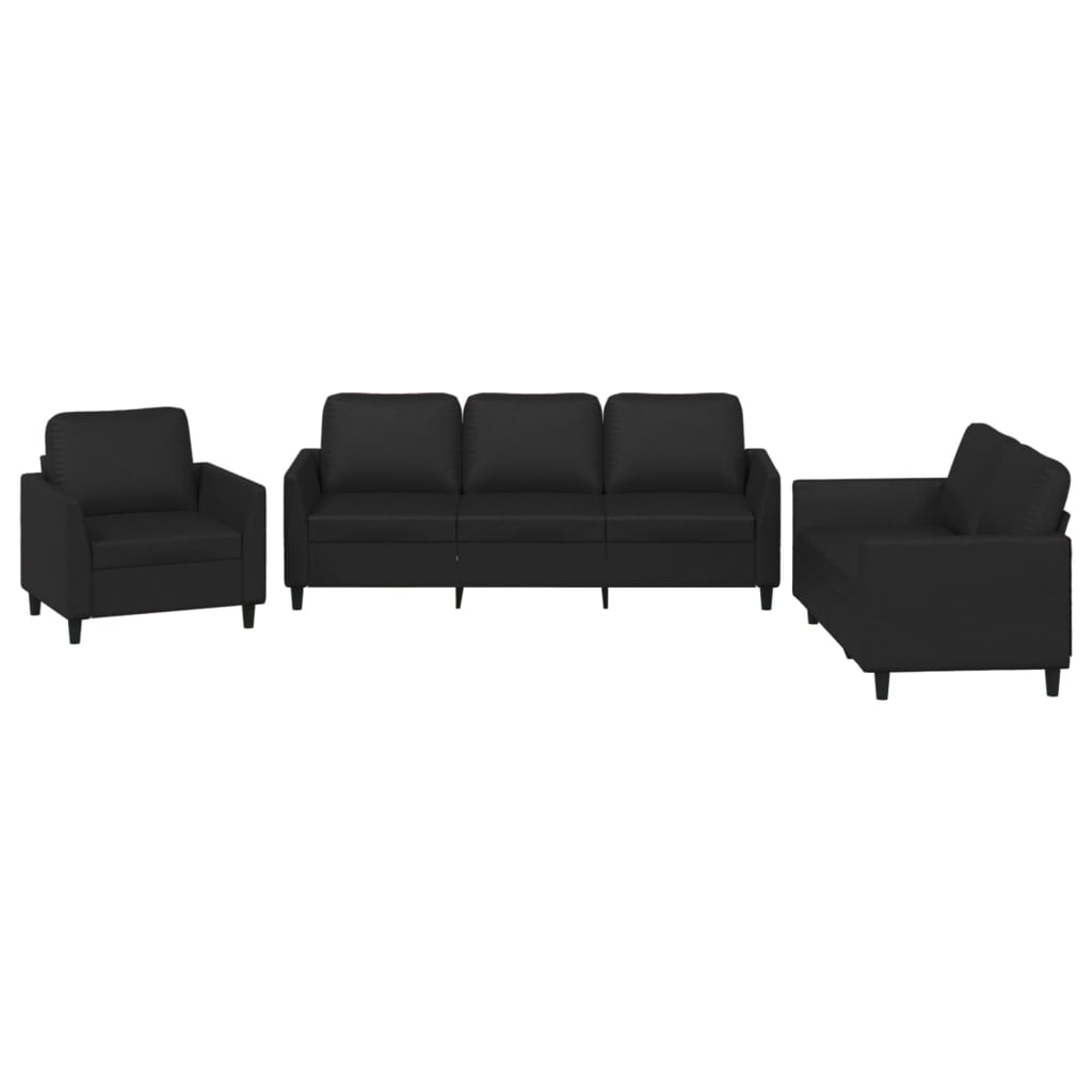 3-delige Loungeset met kussens kunstleer zwart is nu te koop bij PeponiXL, paradijselijk wonen!