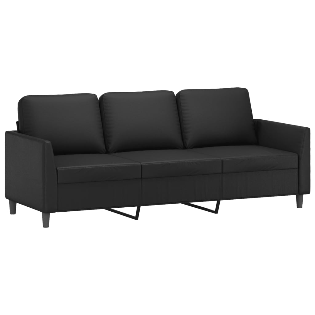 3-delige Loungeset met kussens kunstleer zwart is nu te koop bij PeponiXL, paradijselijk wonen!