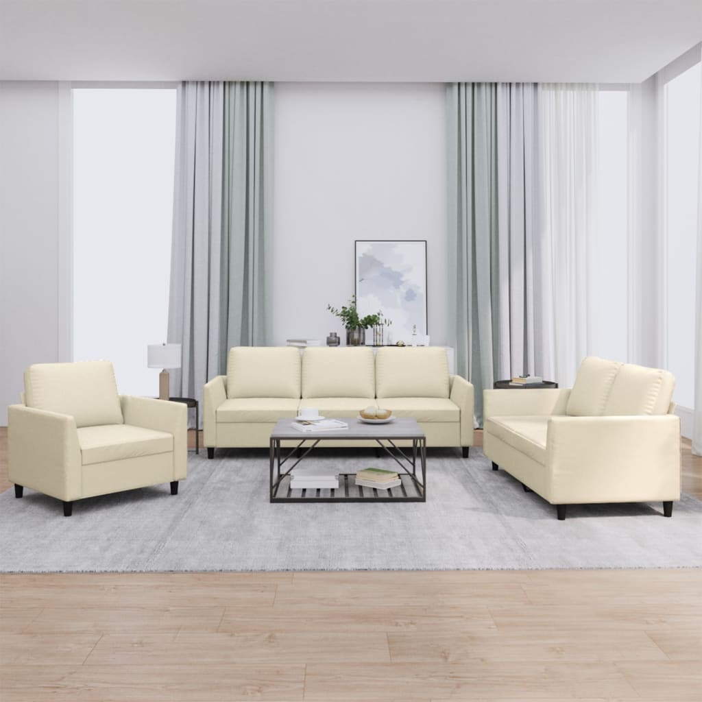 3-delige Loungeset met kussens kunstleer crème is nu te koop bij PeponiXL, paradijselijk wonen!