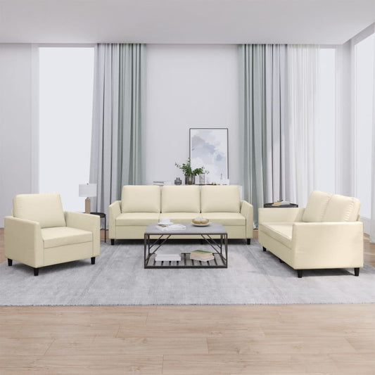 3-delige Loungeset met kussens kunstleer crème is nu te koop bij PeponiXL, paradijselijk wonen!