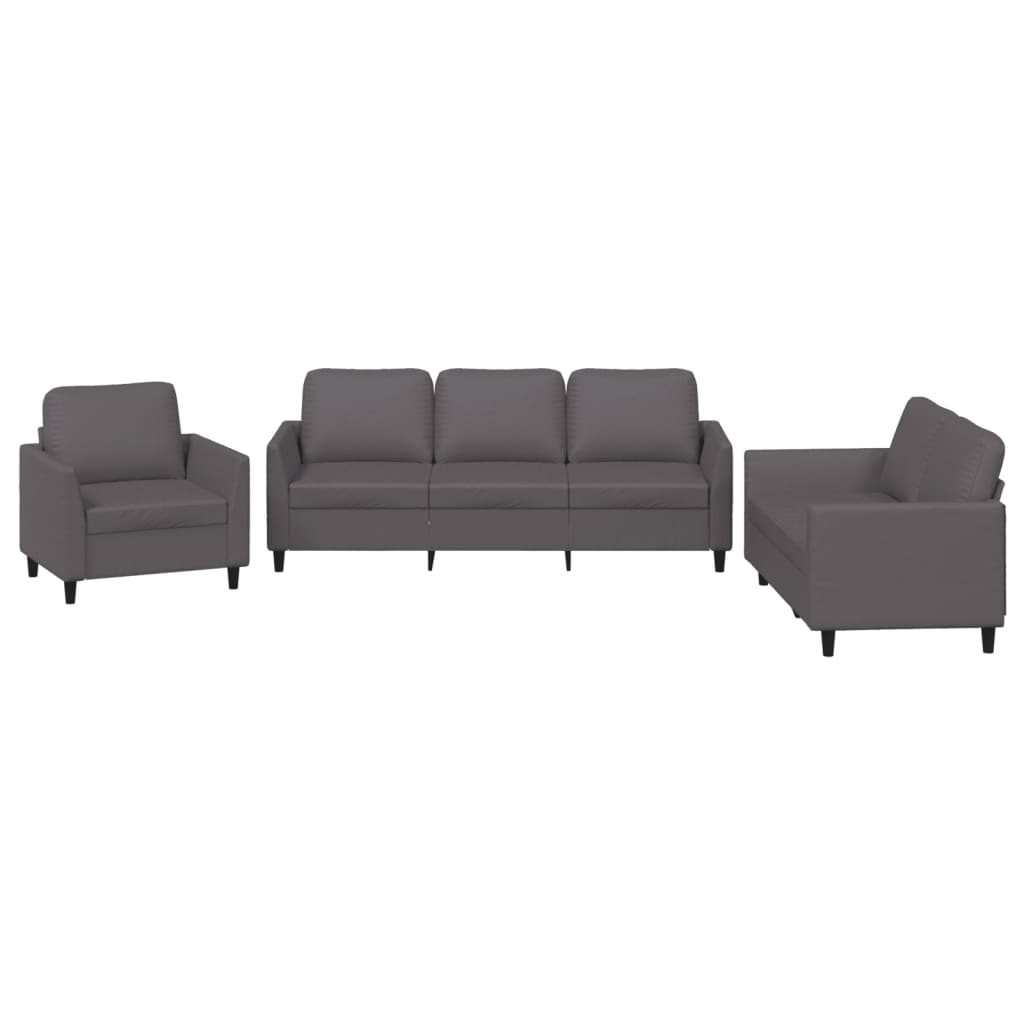 3-delige Loungeset met kussens kunstleer grijs is nu te koop bij PeponiXL, paradijselijk wonen!
