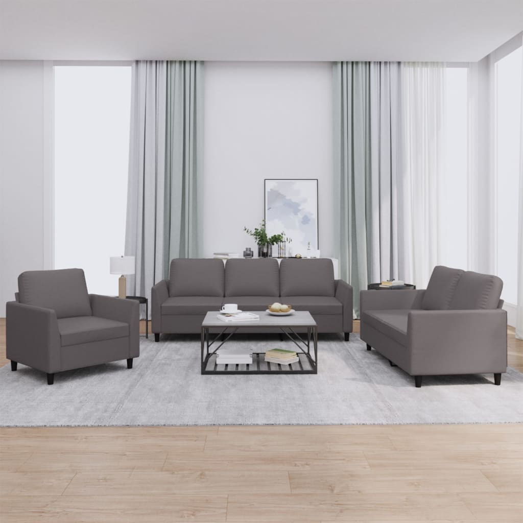 3-delige Loungeset met kussens kunstleer grijs is nu te koop bij PeponiXL, paradijselijk wonen!