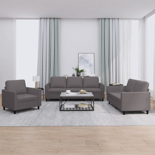 3-delige Loungeset met kussens kunstleer grijs is nu te koop bij PeponiXL, paradijselijk wonen!