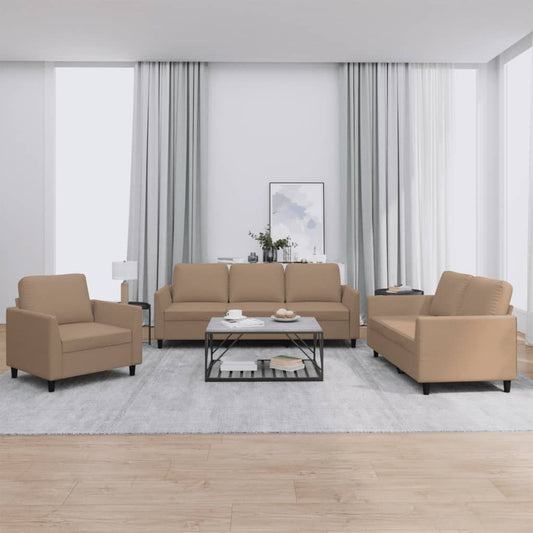 3-delige Loungeset met kussens kunstleer cappuccino is nu te koop bij PeponiXL, paradijselijk wonen!
