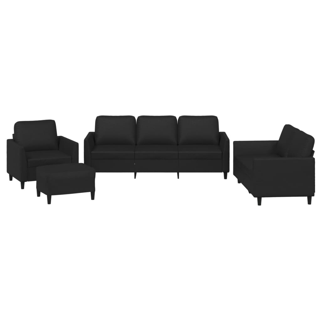 4-delige Loungeset met kussens kunstleer zwart is nu te koop bij PeponiXL, paradijselijk wonen!