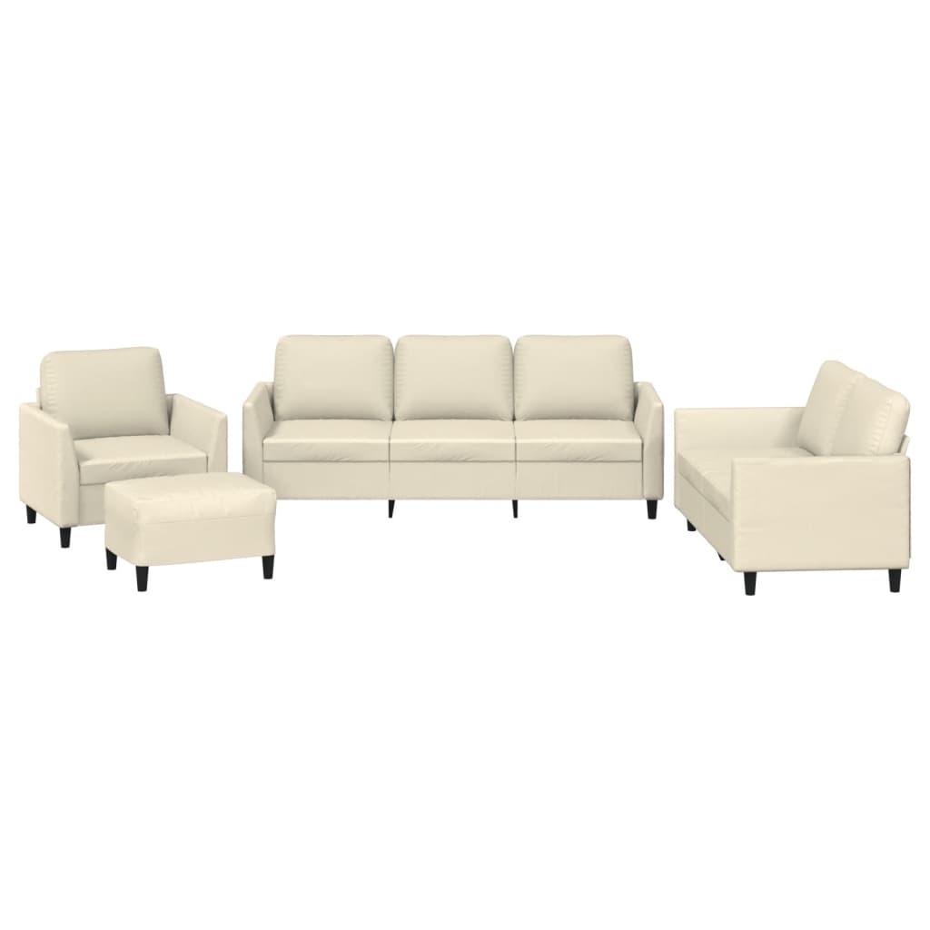 4-delige Loungeset met kussens kunstleer crème is nu te koop bij PeponiXL, paradijselijk wonen!