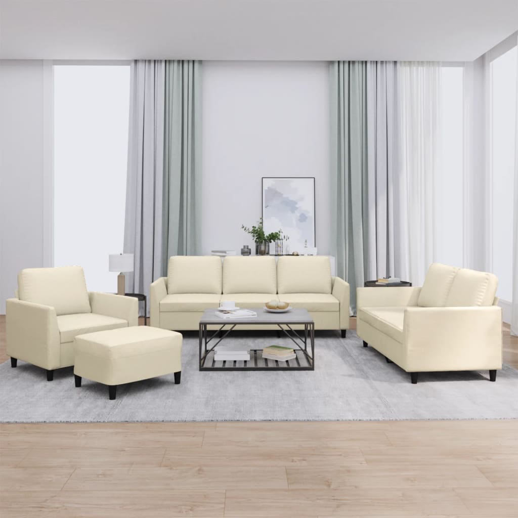 4-delige Loungeset met kussens kunstleer crème is nu te koop bij PeponiXL, paradijselijk wonen!
