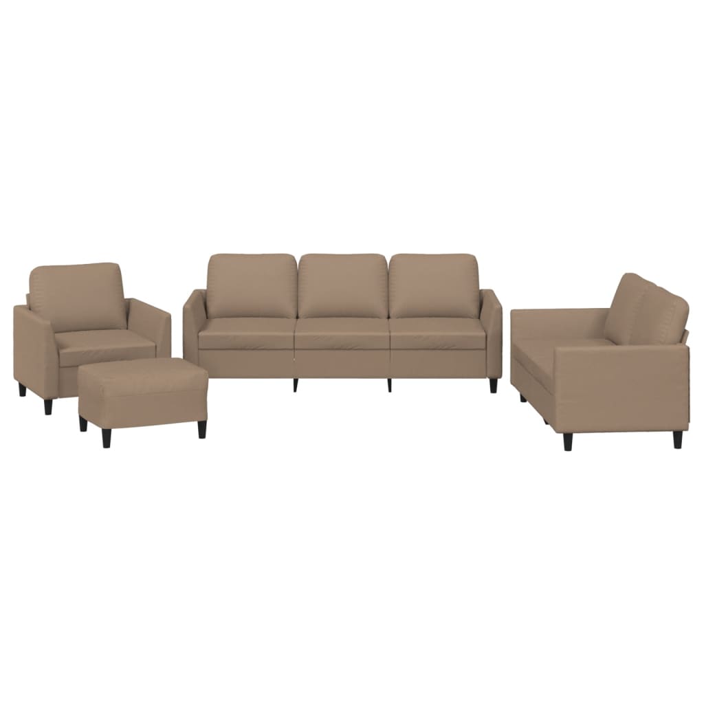 4-delige Loungeset met kussens kunstleer cappuccino is nu te koop bij PeponiXL, paradijselijk wonen!