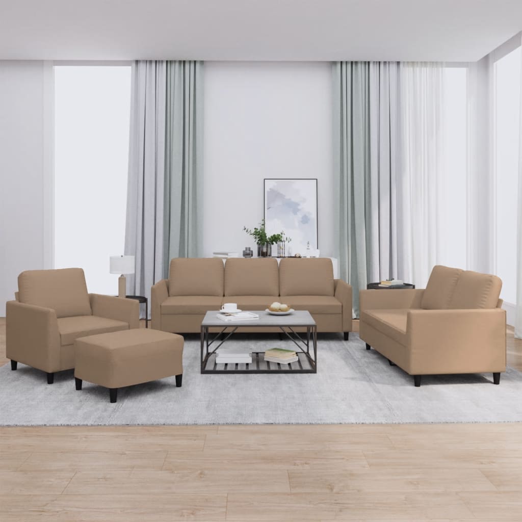 4-delige Loungeset met kussens kunstleer cappuccino is nu te koop bij PeponiXL, paradijselijk wonen!