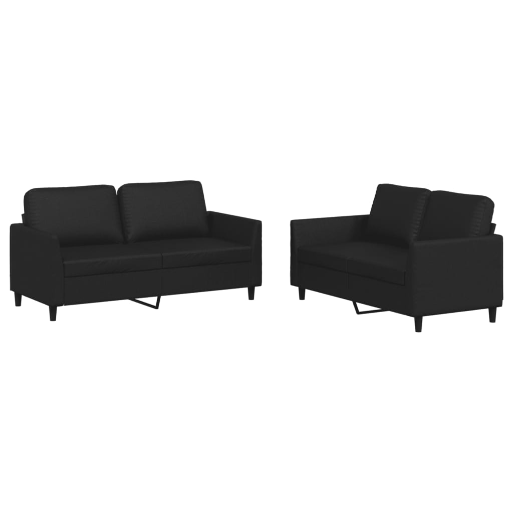 2-delige Loungeset met kussens kunstleer zwart is nu te koop bij PeponiXL, paradijselijk wonen!
