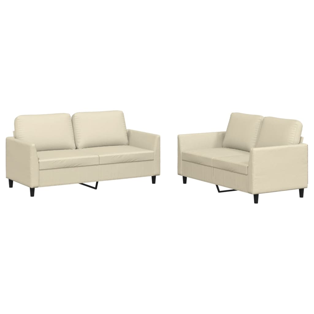 2-delige Loungeset met kussens kunstleer crème is nu te koop bij PeponiXL, paradijselijk wonen!