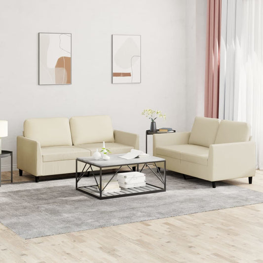 2-delige Loungeset met kussens kunstleer crème is nu te koop bij PeponiXL, paradijselijk wonen!