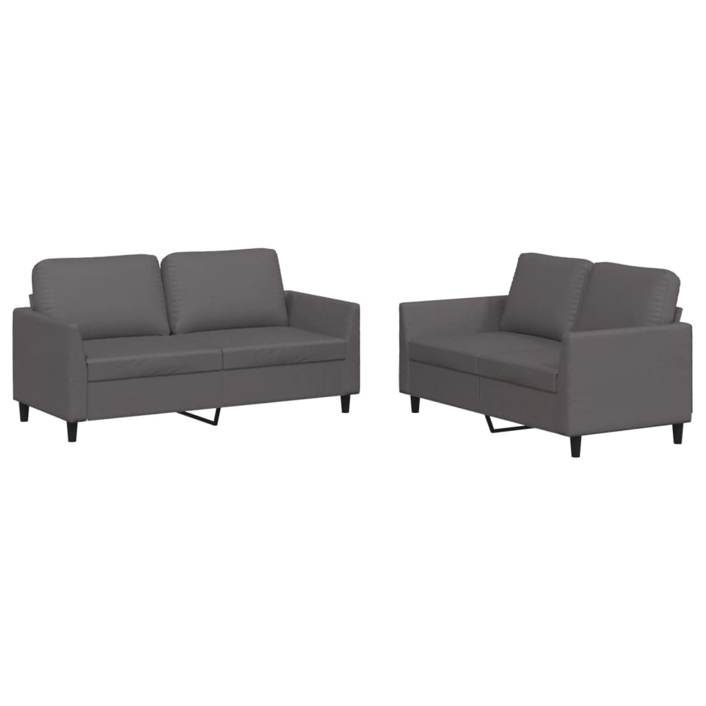 2-delige Loungeset met kussens kunstleer grijs is nu te koop bij PeponiXL, paradijselijk wonen!