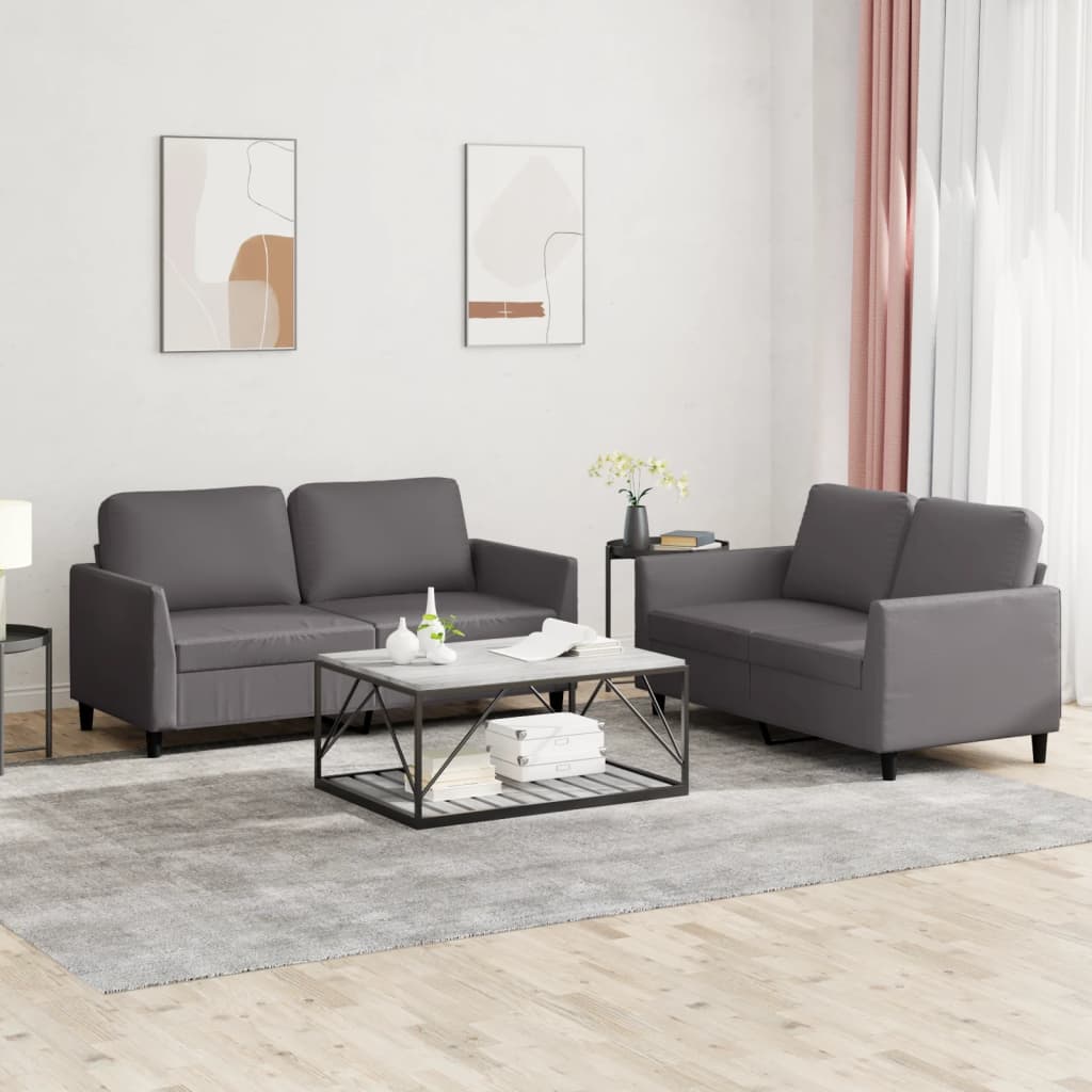 2-delige Loungeset met kussens kunstleer grijs is nu te koop bij PeponiXL, paradijselijk wonen!