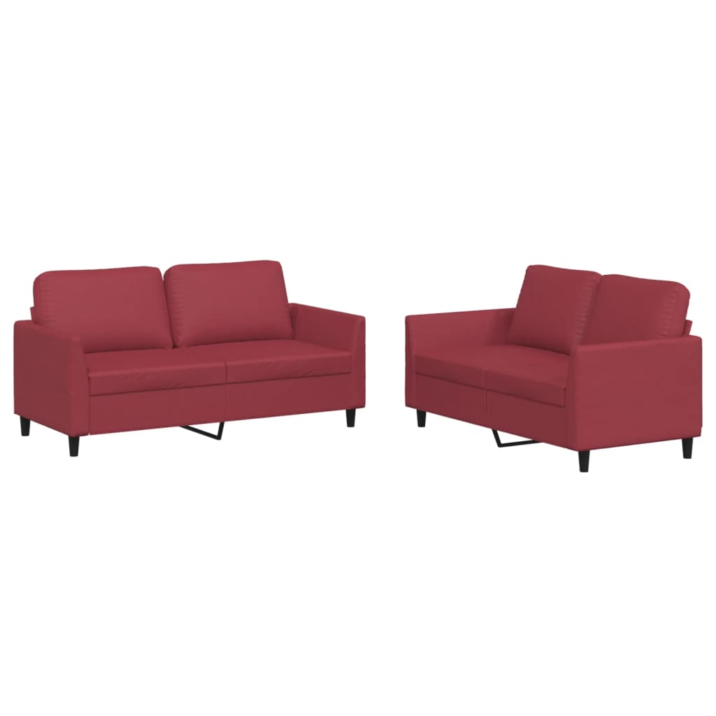 2-delige Loungeset met kussens kunstleer wijnrood is nu te koop bij PeponiXL, paradijselijk wonen!