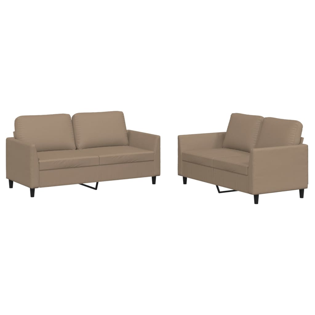 2-delige Loungeset met kussens kunstleer cappuccino is nu te koop bij PeponiXL, paradijselijk wonen!