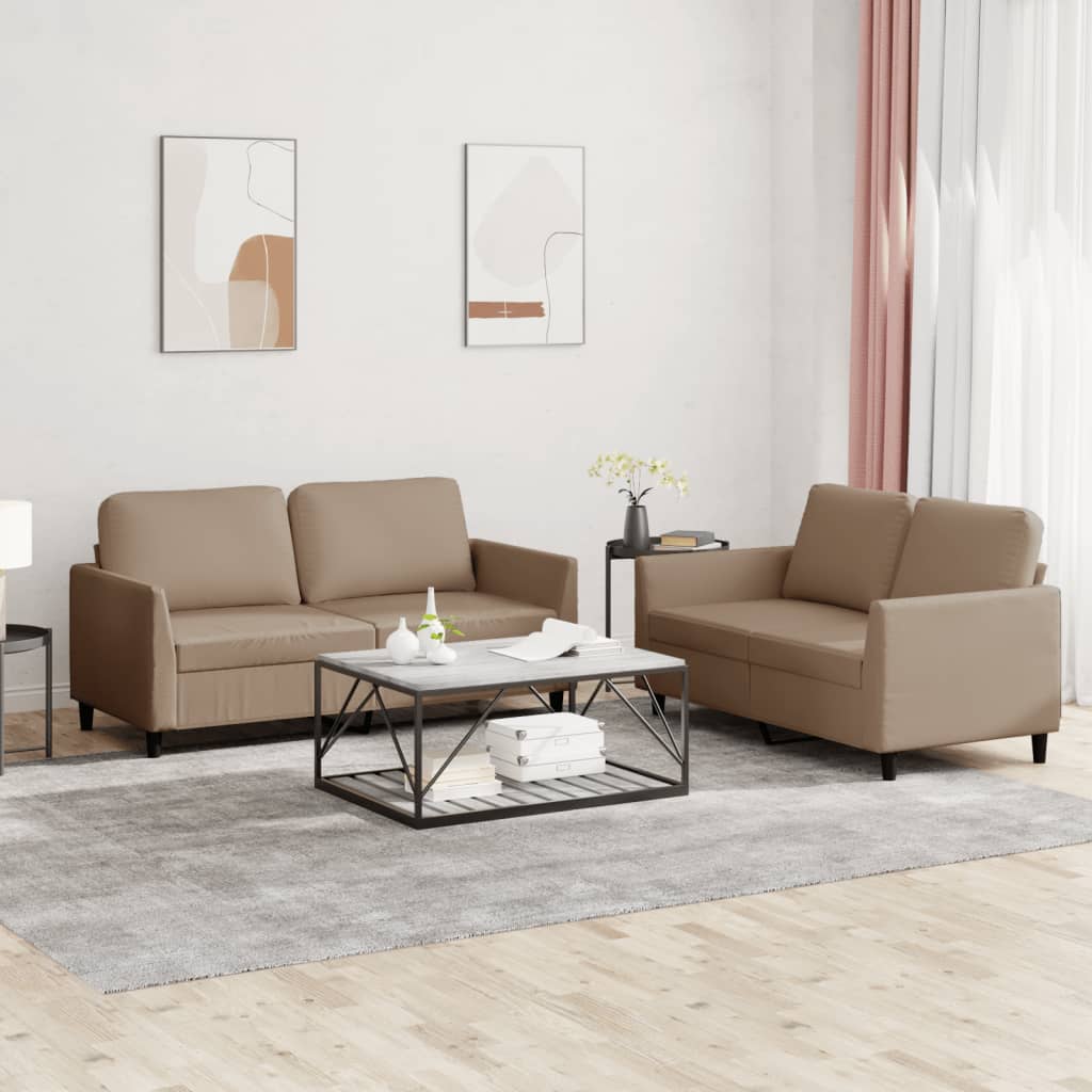 2-delige Loungeset met kussens kunstleer cappuccino is nu te koop bij PeponiXL, paradijselijk wonen!