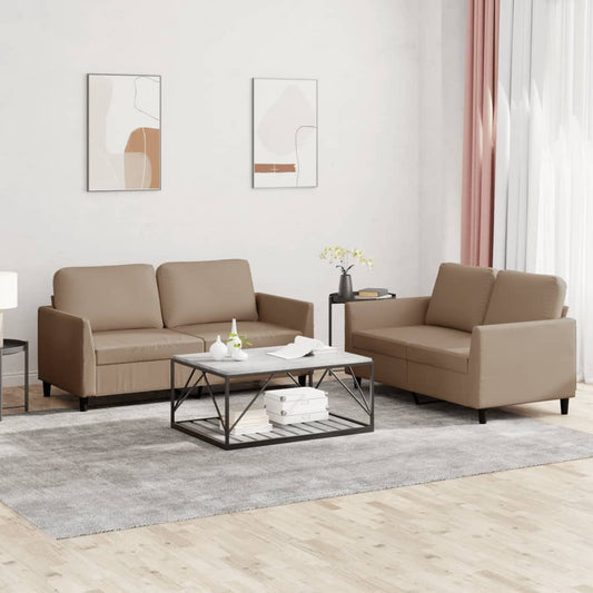 2-delige Loungeset met kussens kunstleer cappuccino is nu te koop bij PeponiXL, paradijselijk wonen!