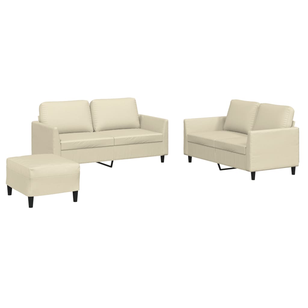 3-delige Loungeset met kussens kunstleer crème is nu te koop bij PeponiXL, paradijselijk wonen!
