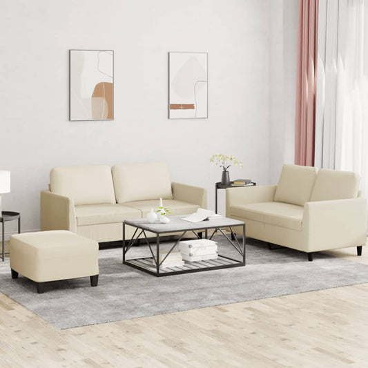 3-delige Loungeset met kussens kunstleer crème is nu te koop bij PeponiXL, paradijselijk wonen!