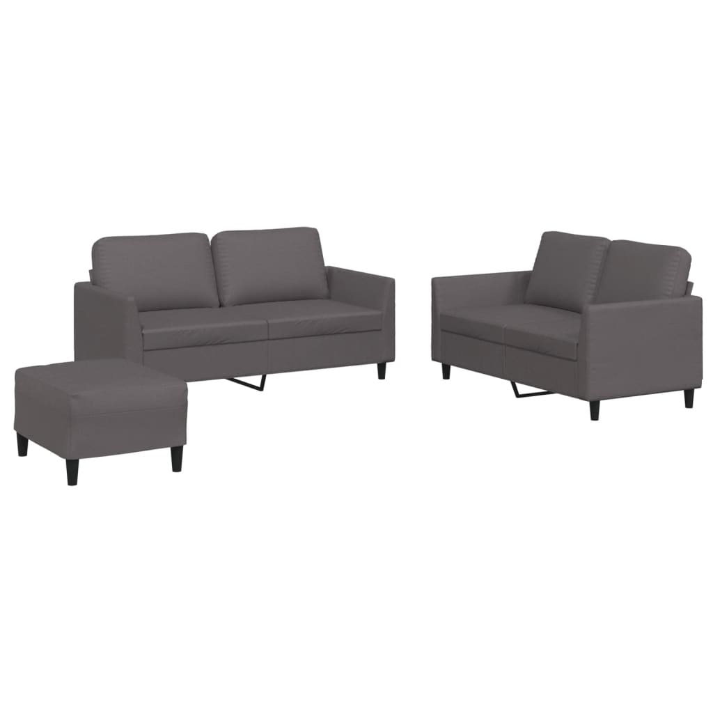 3-delige Loungeset met kussens kunstleer grijs is nu te koop bij PeponiXL, paradijselijk wonen!