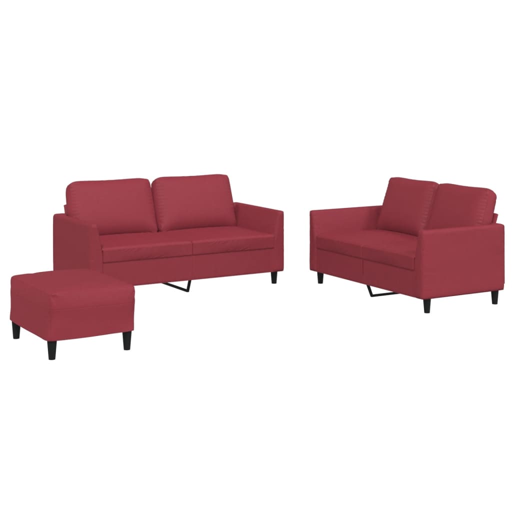 3-delige Loungeset met kussens kunstleer wijnrood is nu te koop bij PeponiXL, paradijselijk wonen!