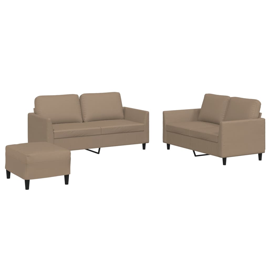 3-delige Loungeset met kussens kunstleer cappuccino is nu te koop bij PeponiXL, paradijselijk wonen!