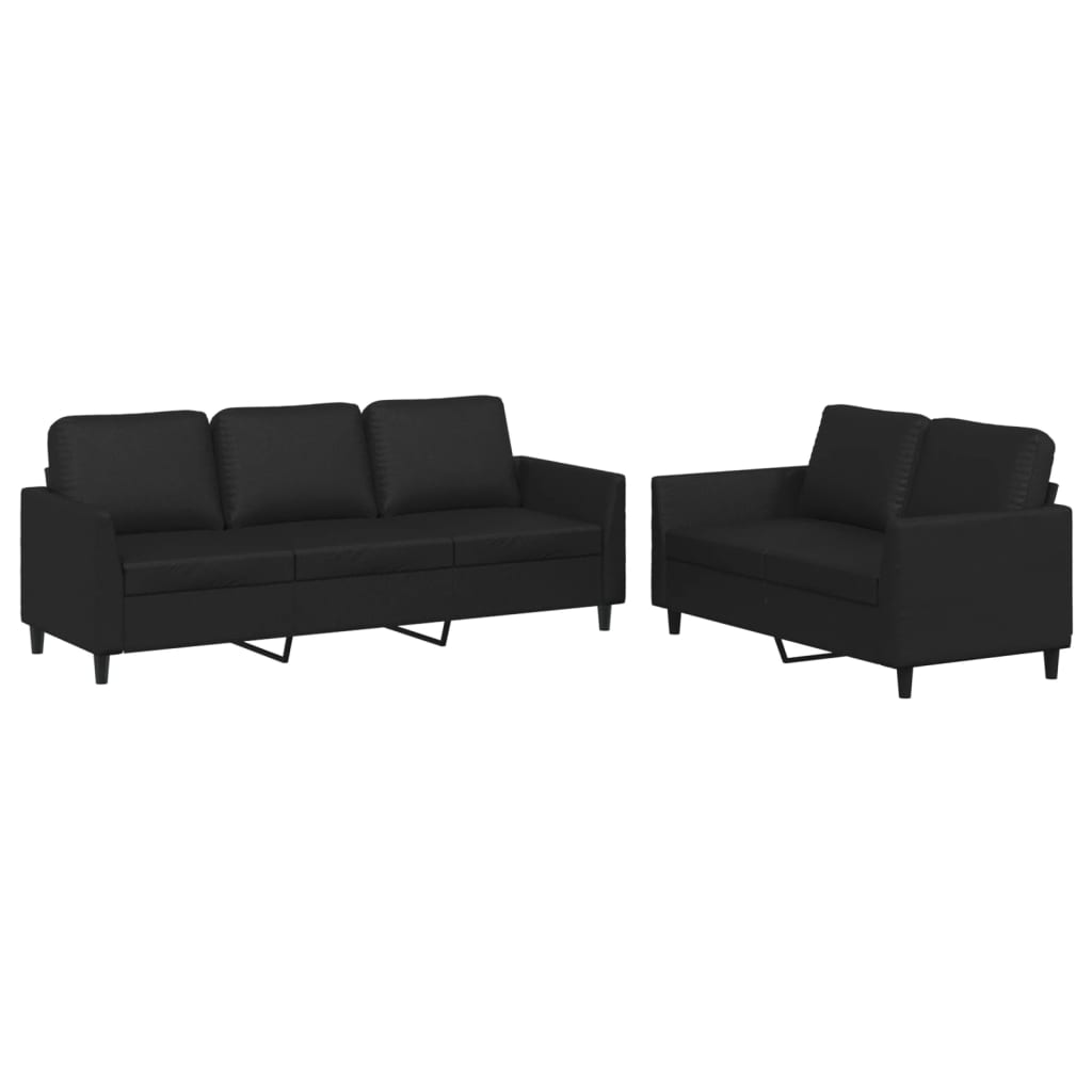 2-delige Loungeset met kussens kunstleer zwart is nu te koop bij PeponiXL, paradijselijk wonen!