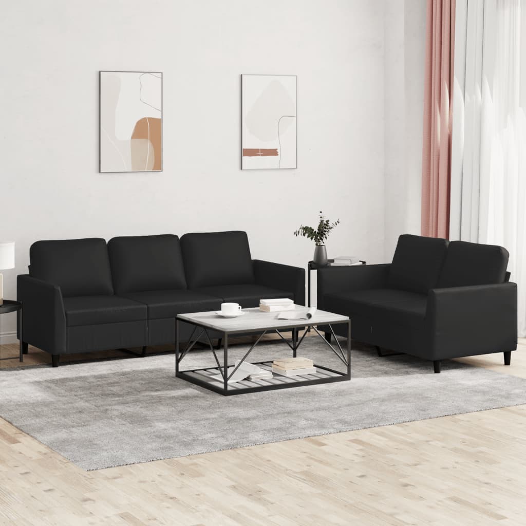2-delige Loungeset met kussens kunstleer zwart is nu te koop bij PeponiXL, paradijselijk wonen!
