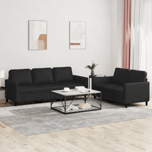 2-delige Loungeset met kussens kunstleer zwart is nu te koop bij PeponiXL, paradijselijk wonen!
