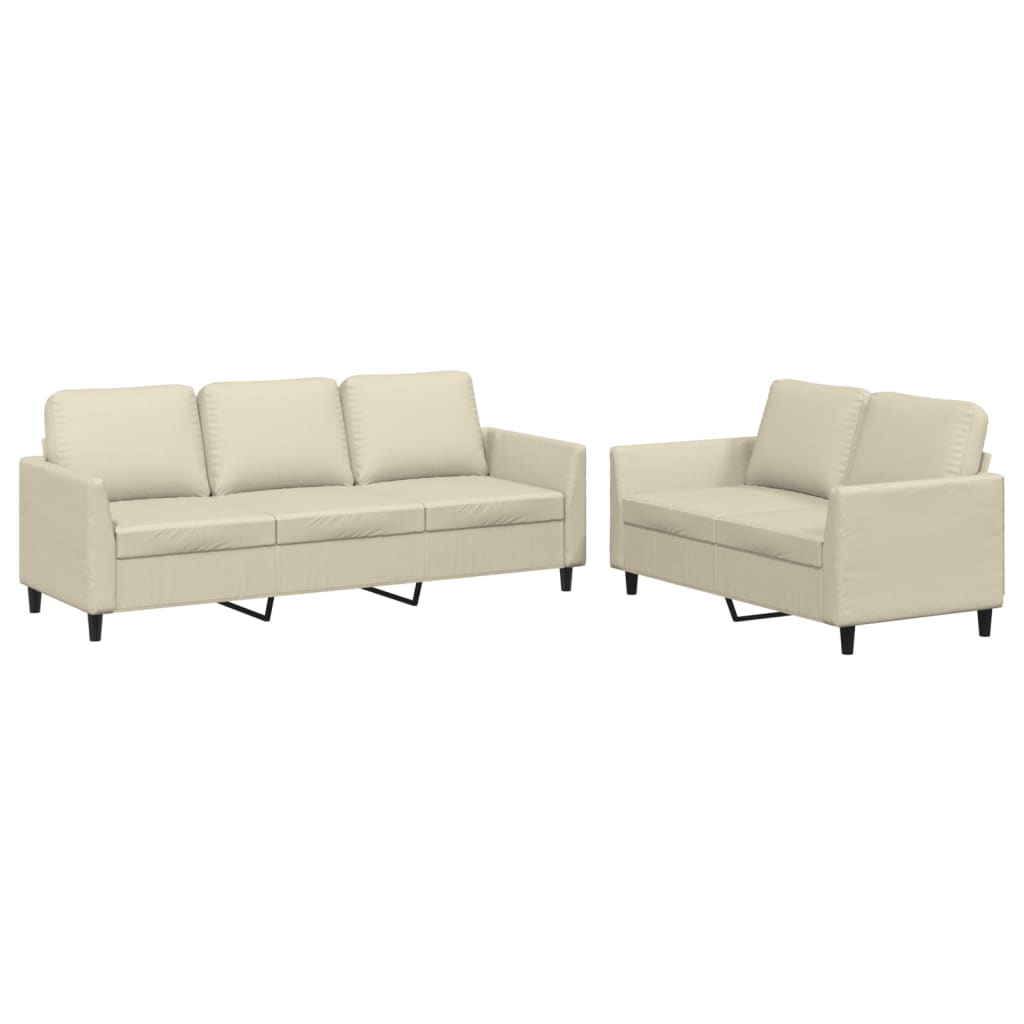 2-delige Loungeset met kussens kunstleer crème is nu te koop bij PeponiXL, paradijselijk wonen!